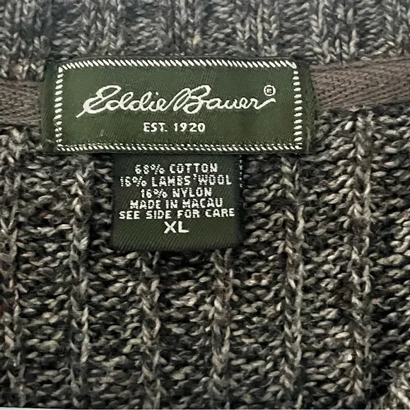 Eddie Bauer green Sweater with elbow patches cotton and wool size XL - Picture 7 of 7